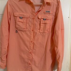 Columbia Coral Pink Long-Sleeve Venting Fishing Shirt